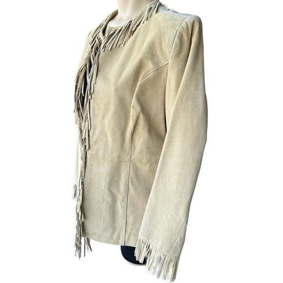 VTG Pamela McCoy Jacket Leather Suede Fringe Western Tan‎ Women Size S NWT - Picture 5 of 12